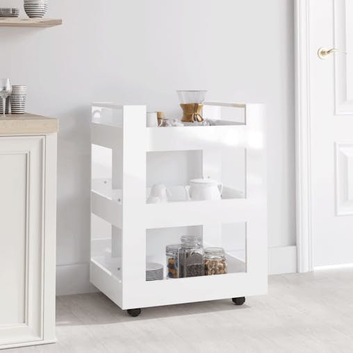 NNEVL Kitchen Trolley High Gloss White 60x45x80 cm Engineered Wood