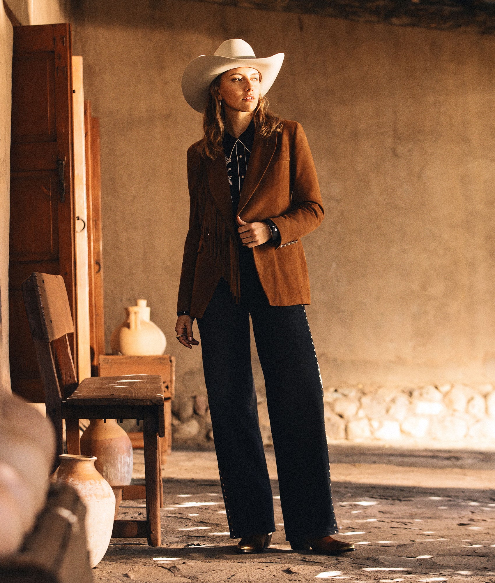 Valerie Suede Blazer - Cognac