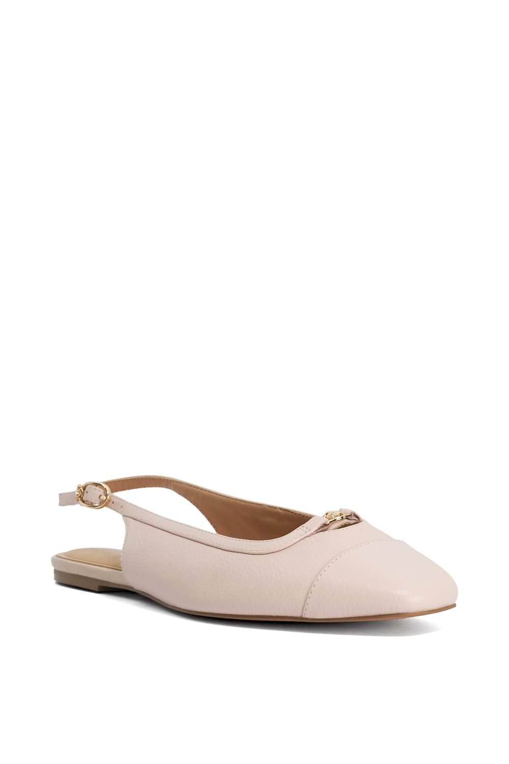 Dune London Wide Fit 'Hanna' Leather Ballet Pumps