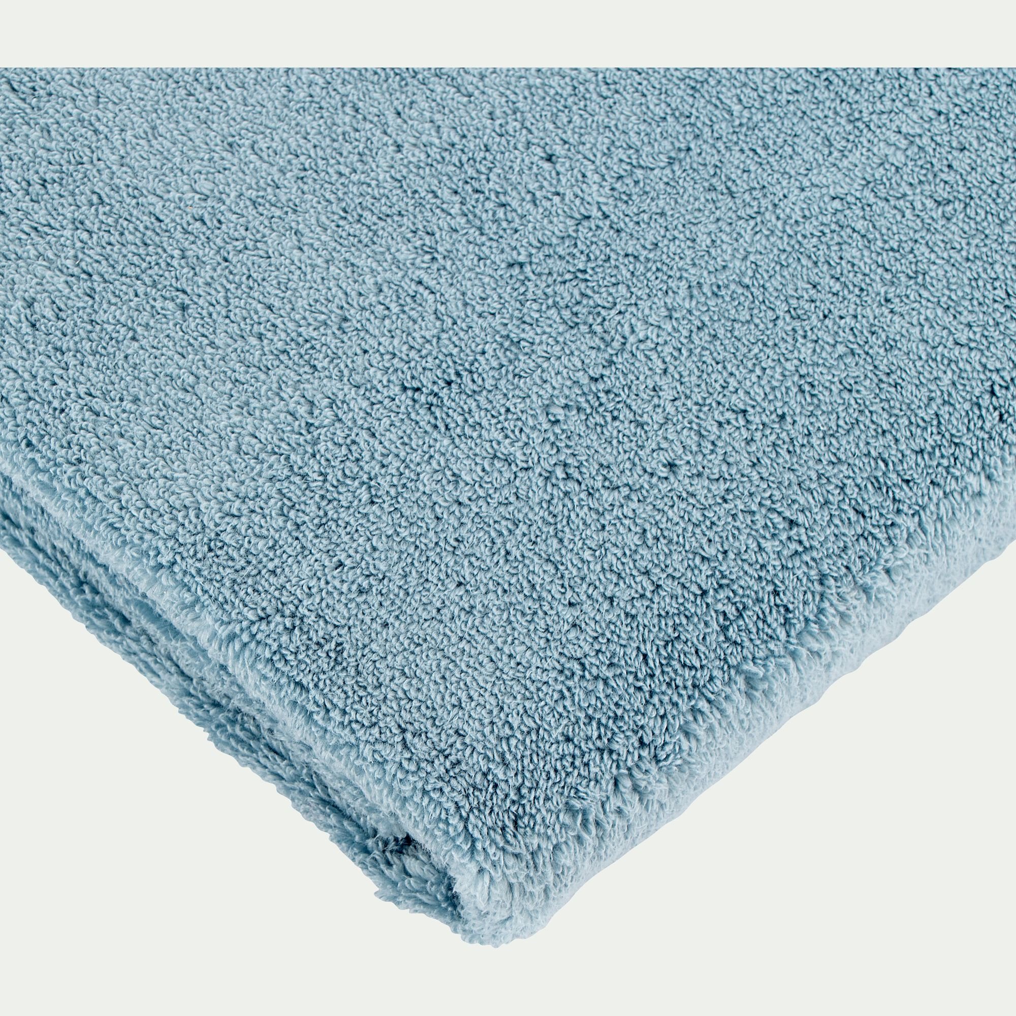 NOUN - Lot de 2 serviettes invité bouclette en coton - bleu autan 30x50cm