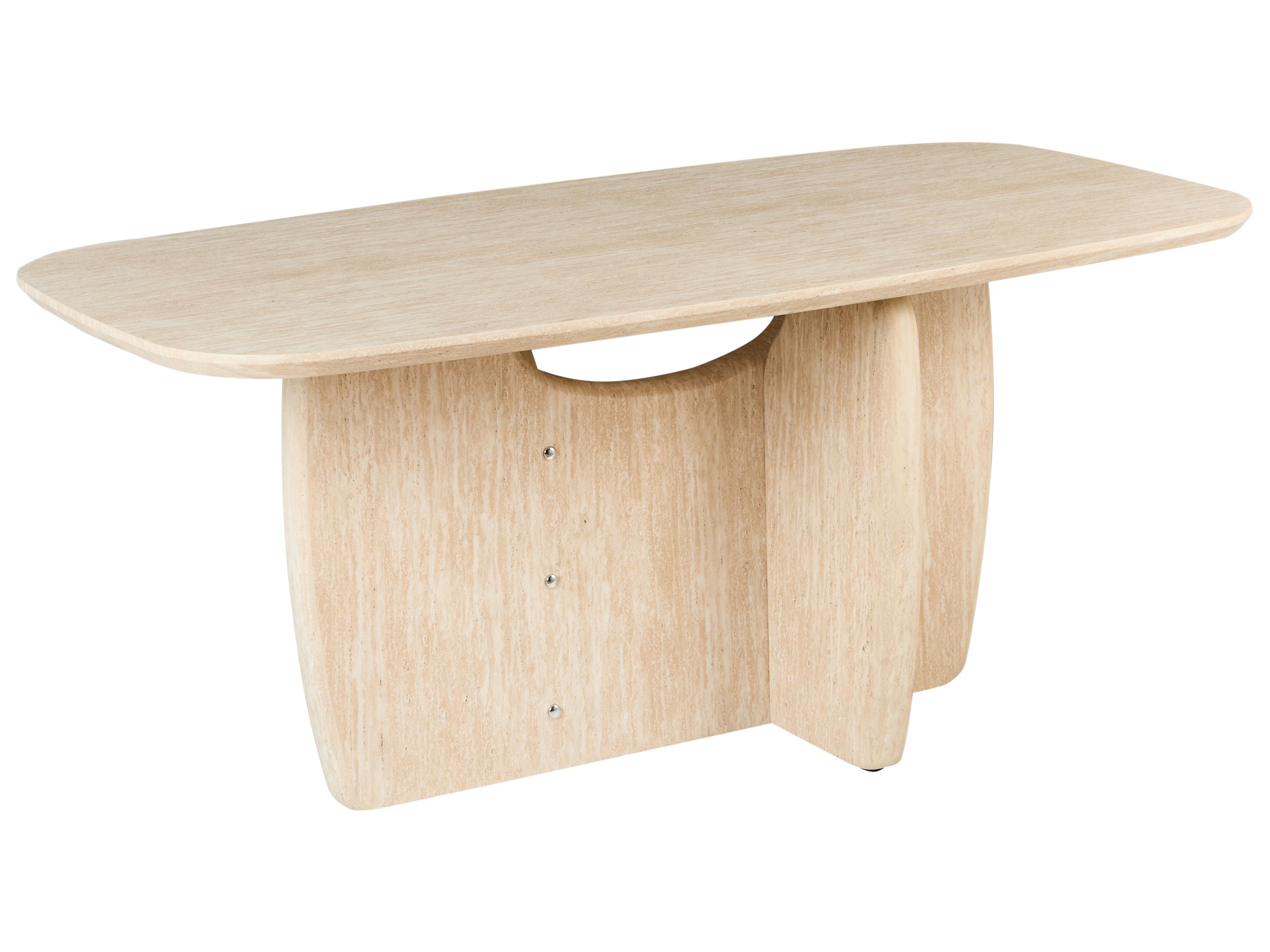 Dining Table TRAVERS Travertine Effect 180 cm 90 cm