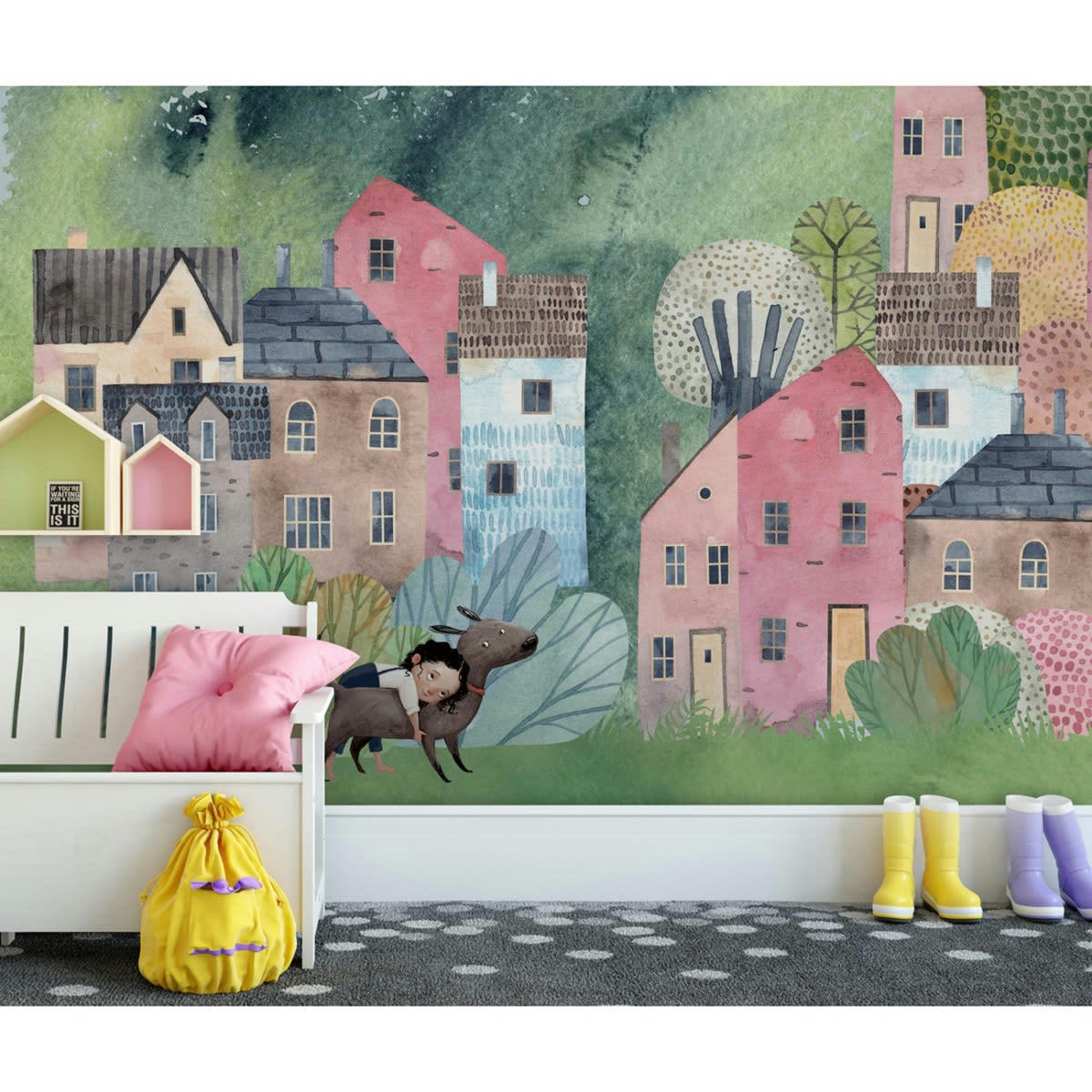 CHARLOTTE - Papier peint panoramique motif imprimé Multicolore 336x270cm