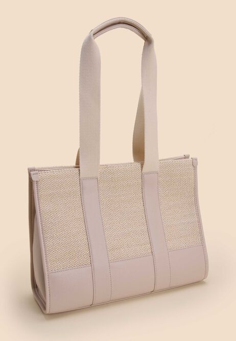 Womens Natural Structured Straw Tote Bag