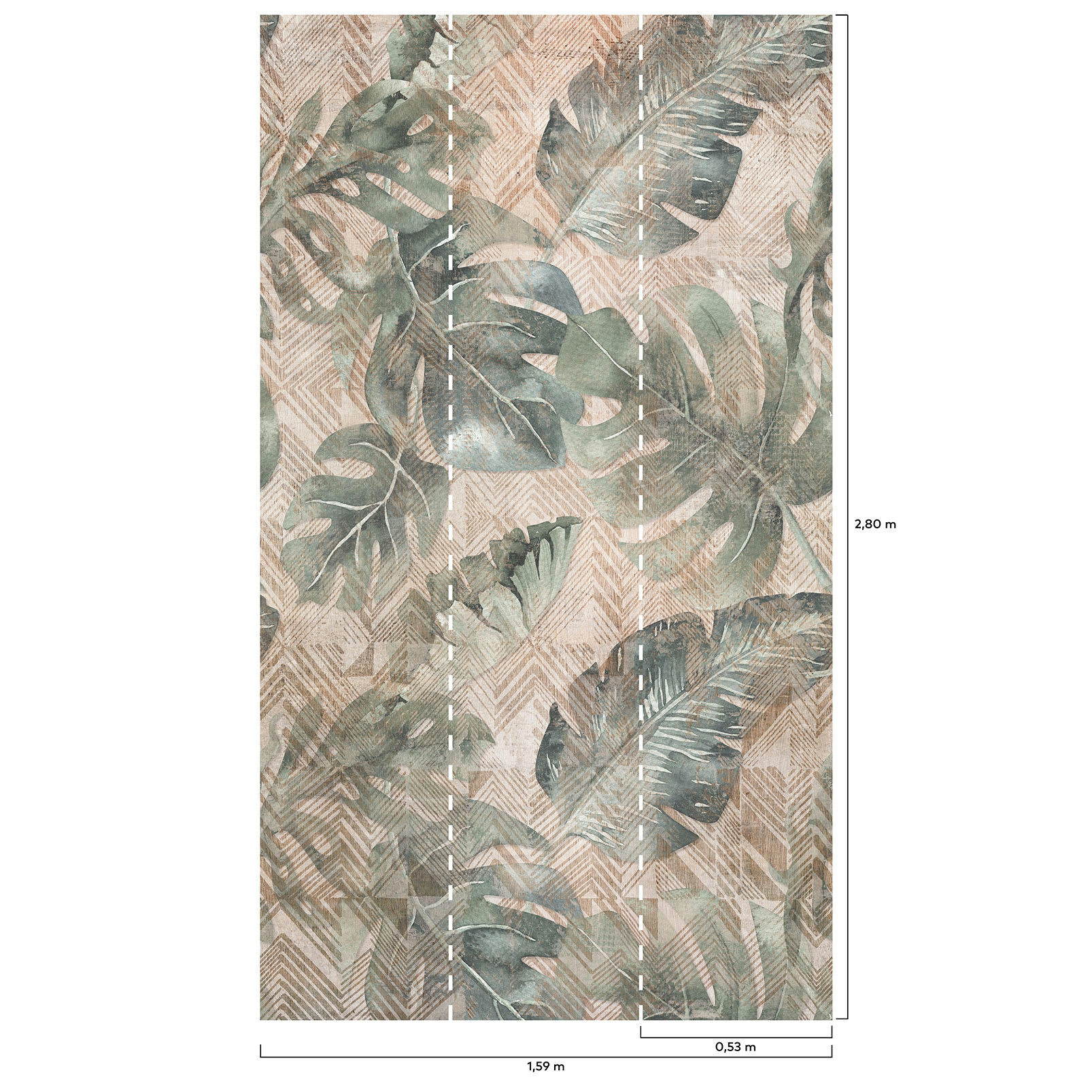 MONSTERA - Papier peint intissé feuillage monstera bleu 159x280cm