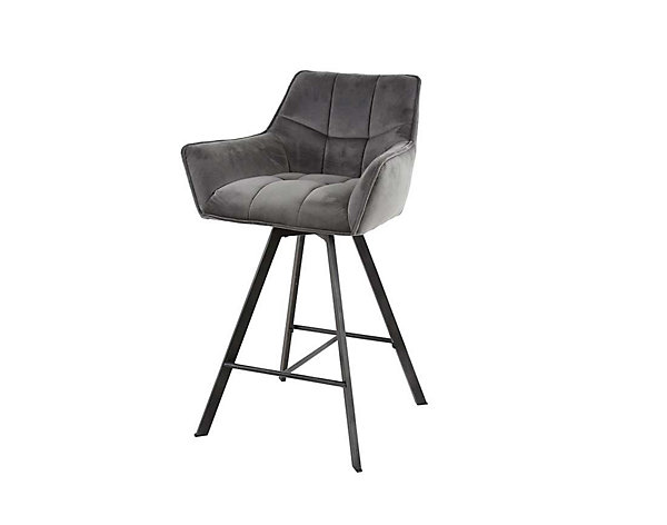 Hatti - lot de 2 tabourets de bar pivotants - en velours gris - Lisa Design