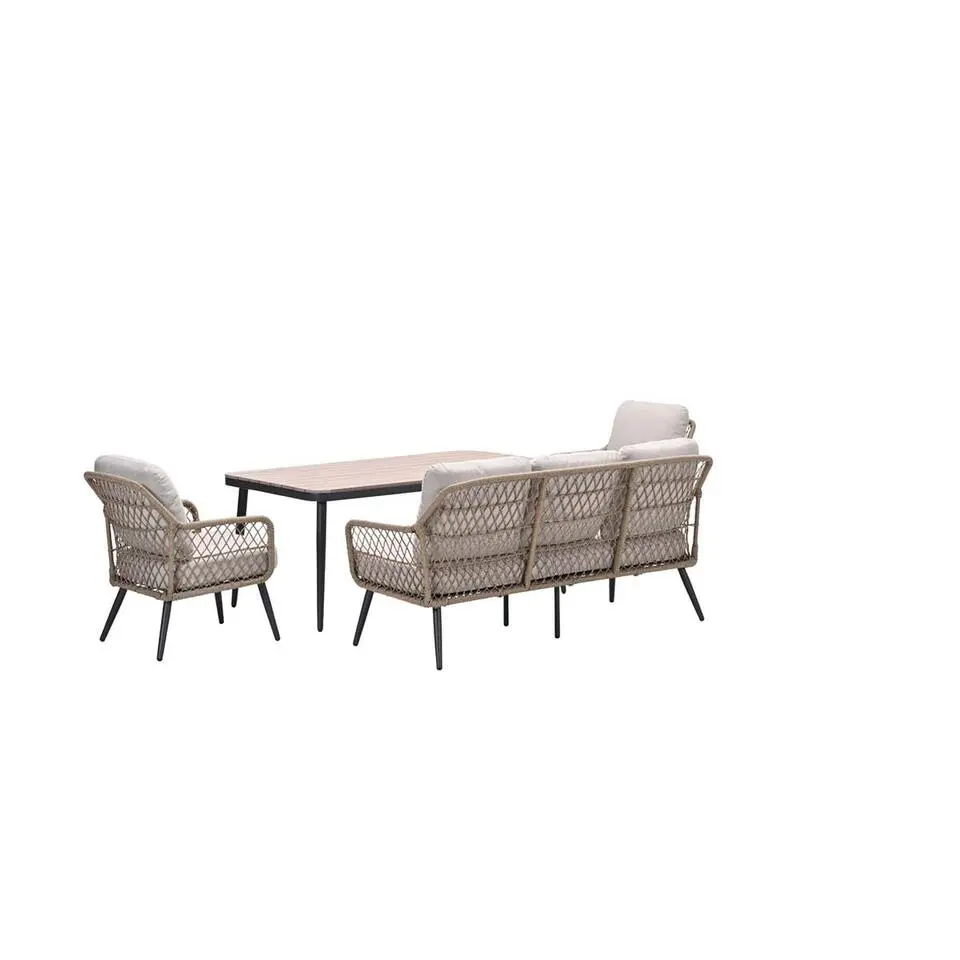 Allasio lounge-dining sofa set - 4-dlg. - c. black - desert sand - VW