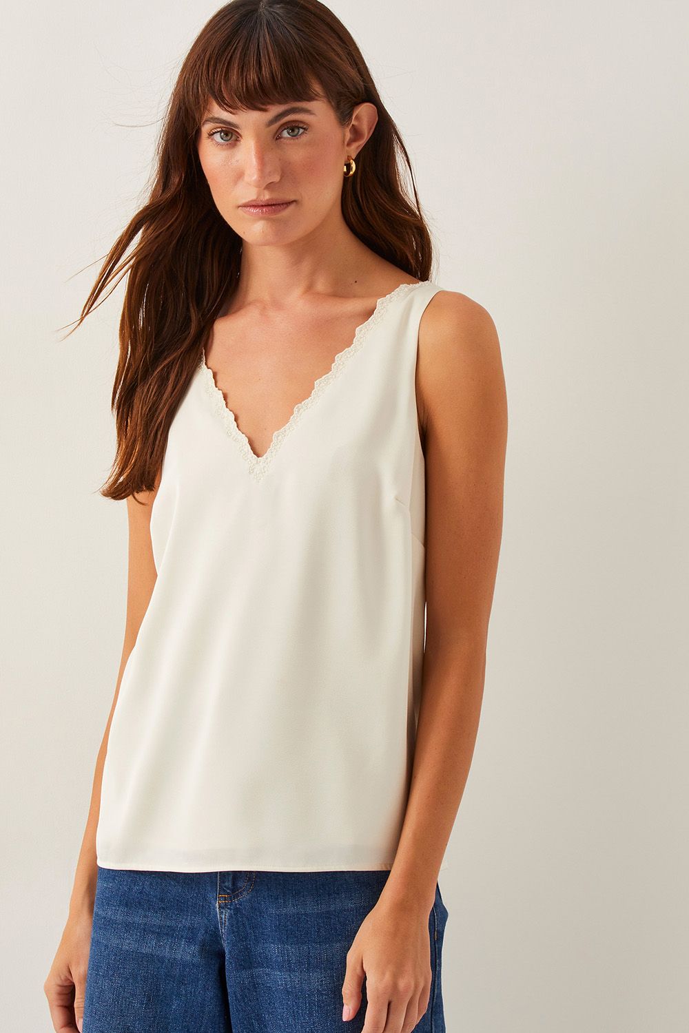 Monsoon Heidi Satin Cami Top Ivory