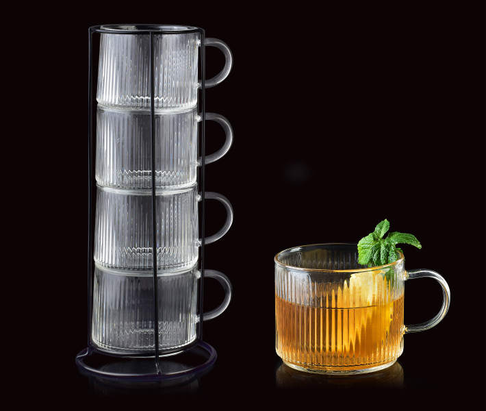 Komplet 4 filiżanek na stojaku 350ml PETER
