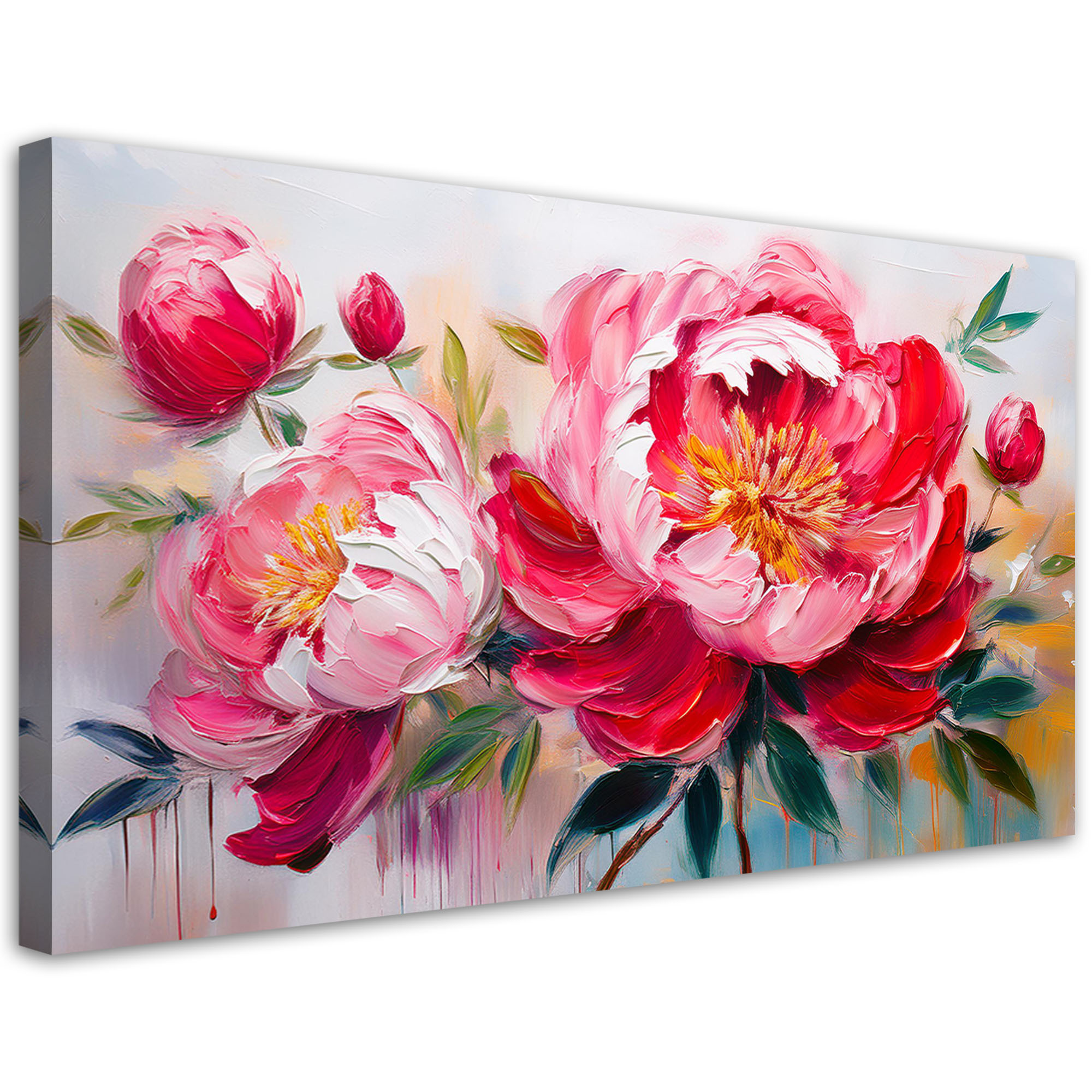Feeby Obraz na płótnie, Kwitnące Różowe Piwonie Kwiaty 80x40