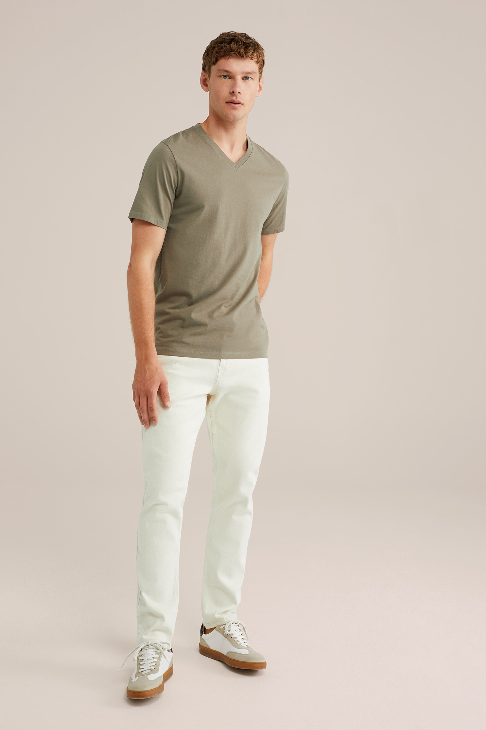 Heren Regular fit T-shirt met V-hals