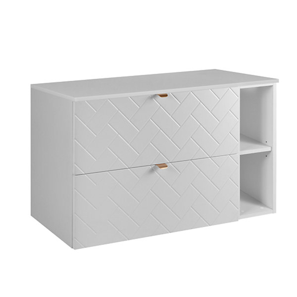 Meuble de salle de bain, Blanc Mat, 100 x 57 x 46 cm, poignées dorées