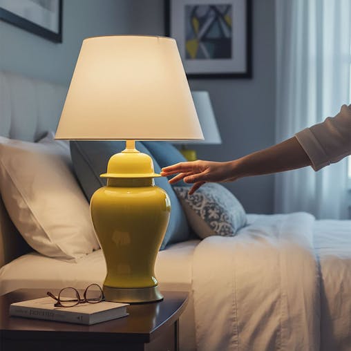SOGA 2X Oval Ceramic Table Lamp with Gold Metal Base Desk Lamp Yellow