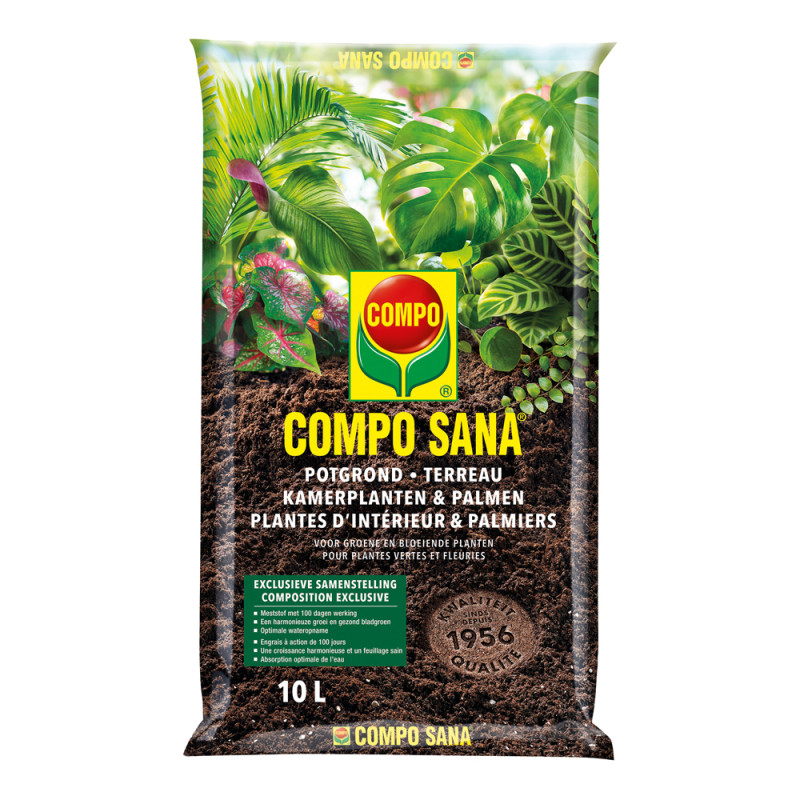 Terreau pour plantes d'intérieur et palmiers Sana 10 L COMPO