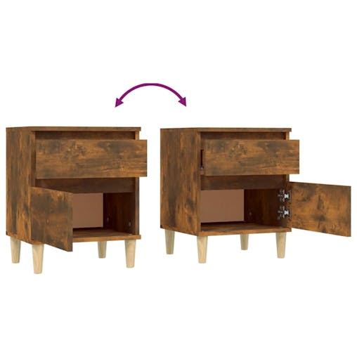 NNEVL Bedside Cabinets 2 pcs Smoked Oak 40x35x50 cm