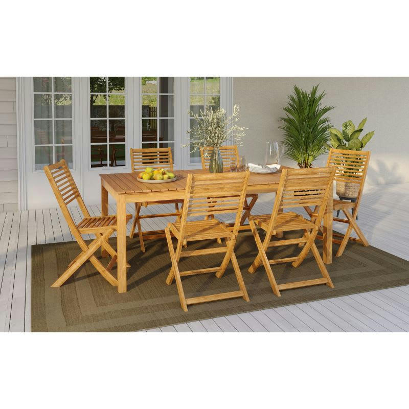 - Ensemble repas de jardin SARNO en bois d'eucalyptus 6 places 160 cm