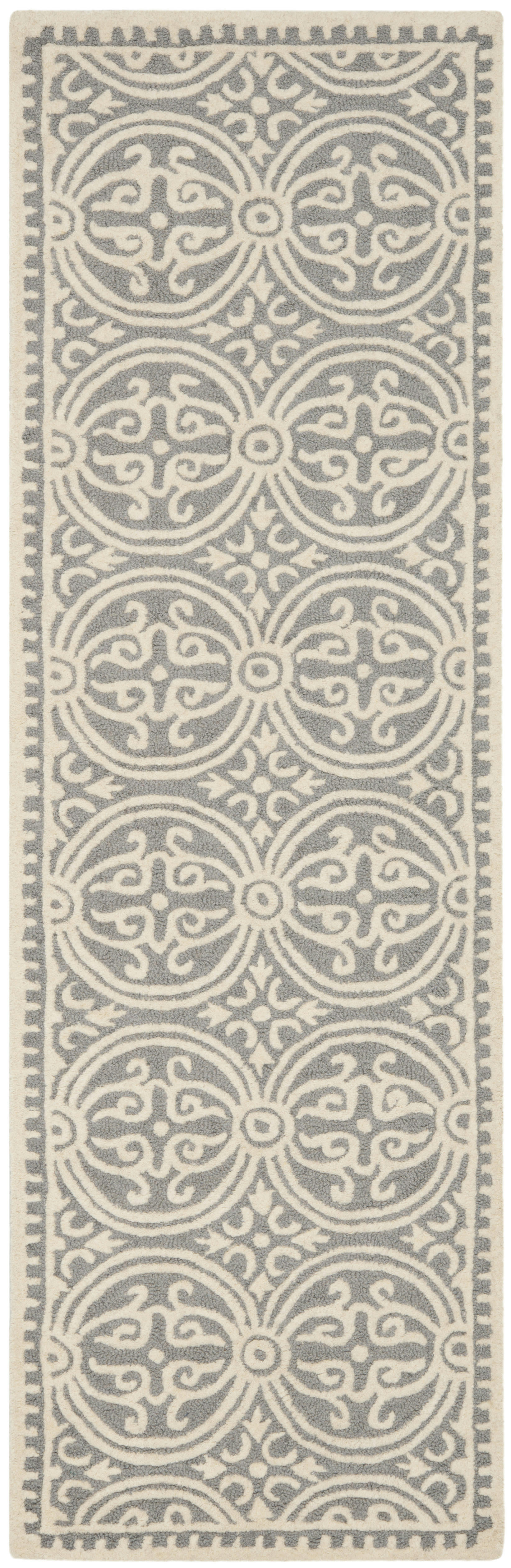 CAMBRIDGE - Tapis de salon interieur en argent & ivoire, 76 x 244 cm