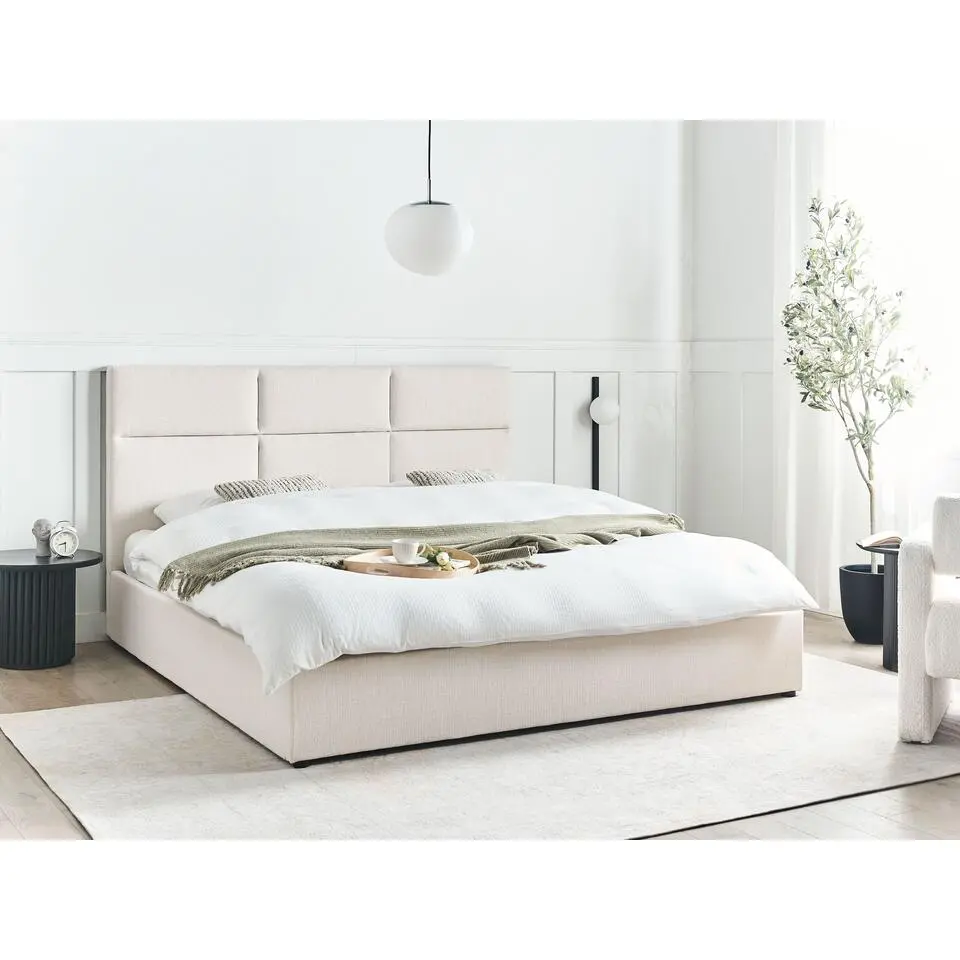 LAGORD - Bed met opbergruimte - Off-white - 180 x 200 cm - Polyester