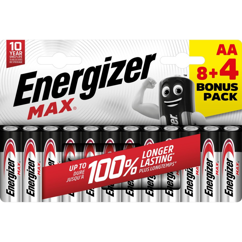 Pile alcaline AA Max 8   4 gratuites ENERGIZER