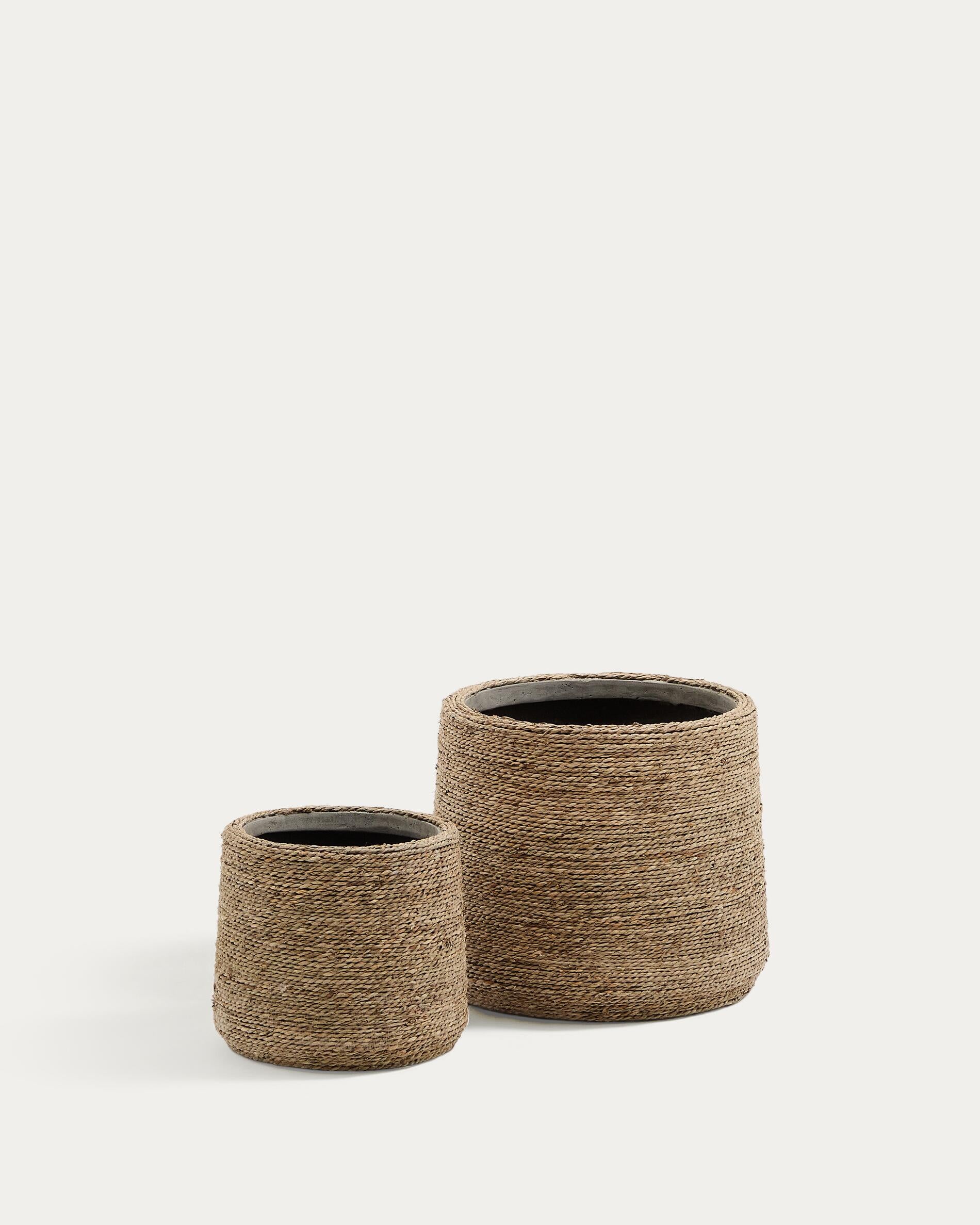 Sigal set of 2 cement plant pots in a natural finish, Ø 24 cm / 31 cm