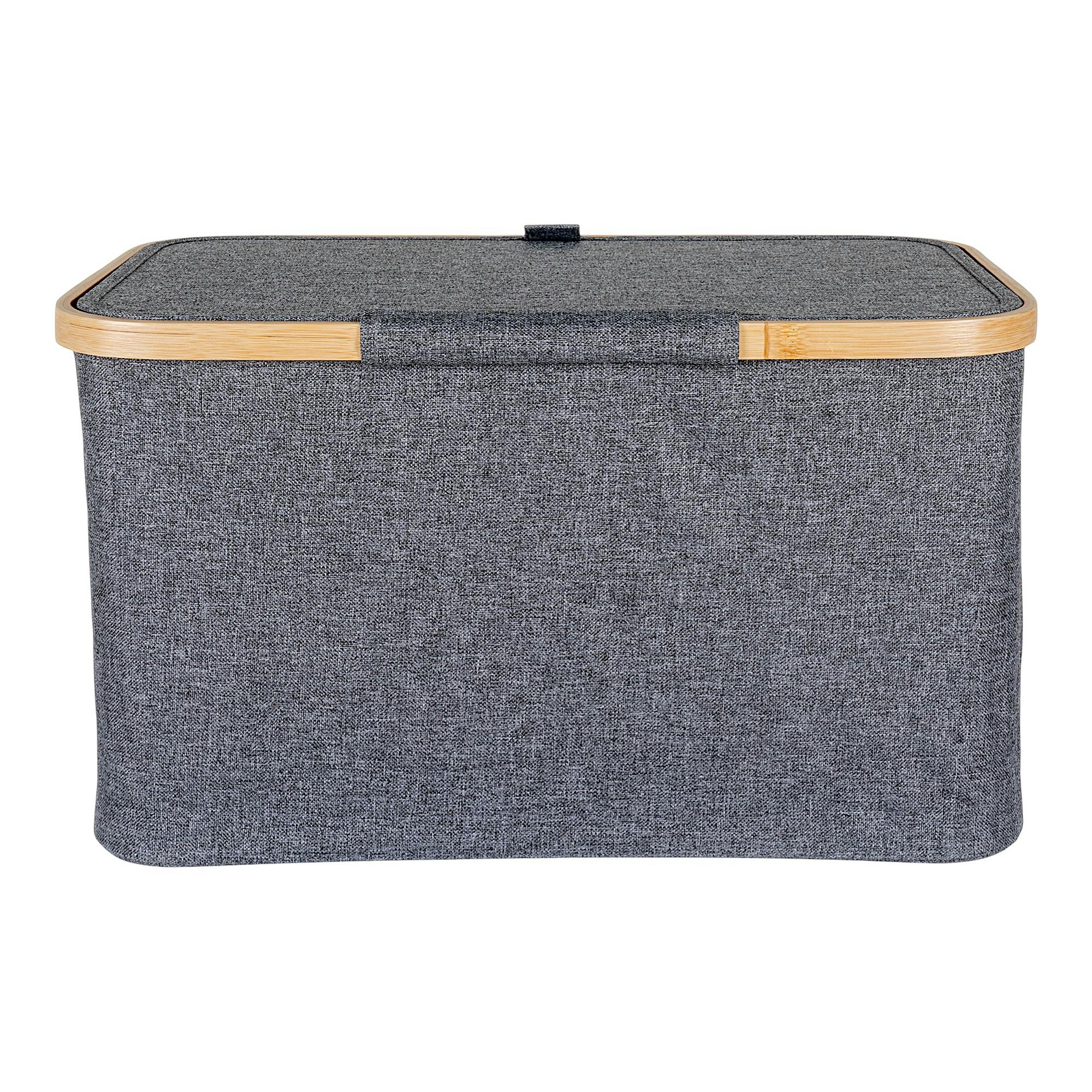Panier de rangement gris avec couvercle 45 cm