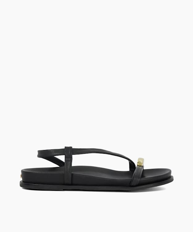 Lyn Black - Gold Toe Trim Sandals