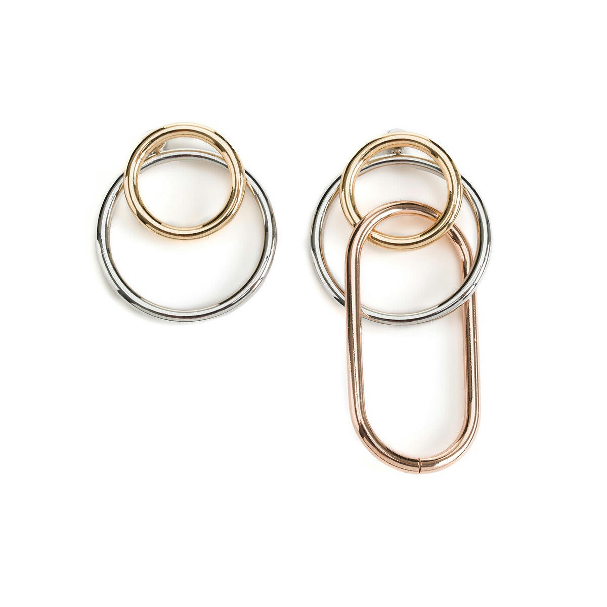 Boucles d'oreilles doubles anneaux dépareillés