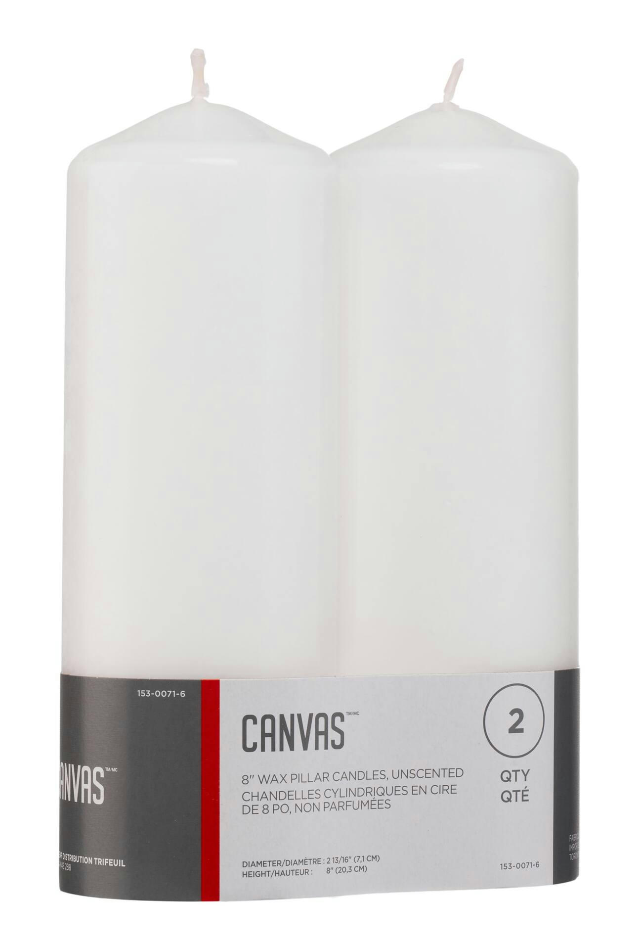 CANVAS Pillar Candle, 3-in x 8-in, 2-pk