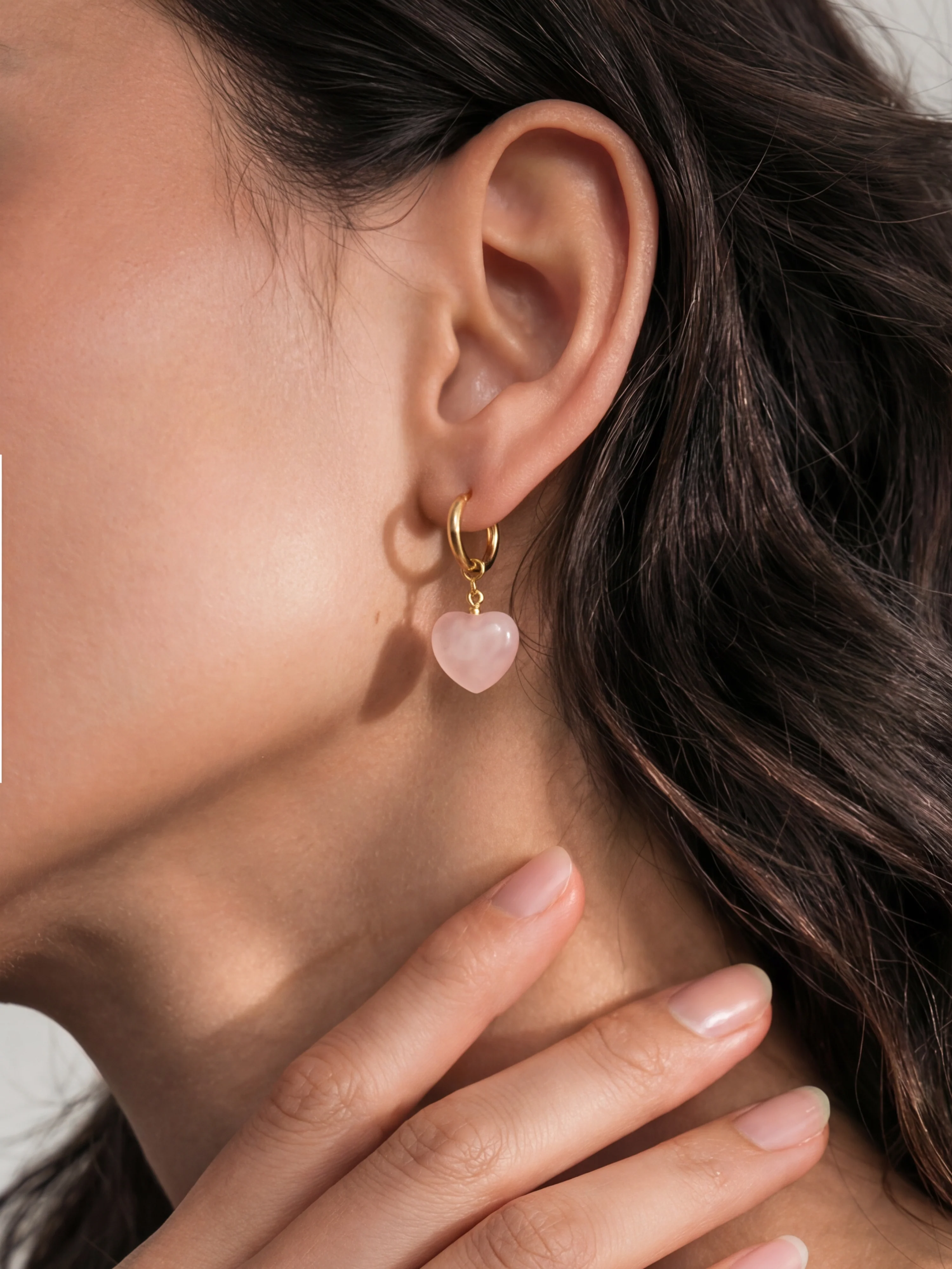 Heart — Jade Stone Charm Earrings