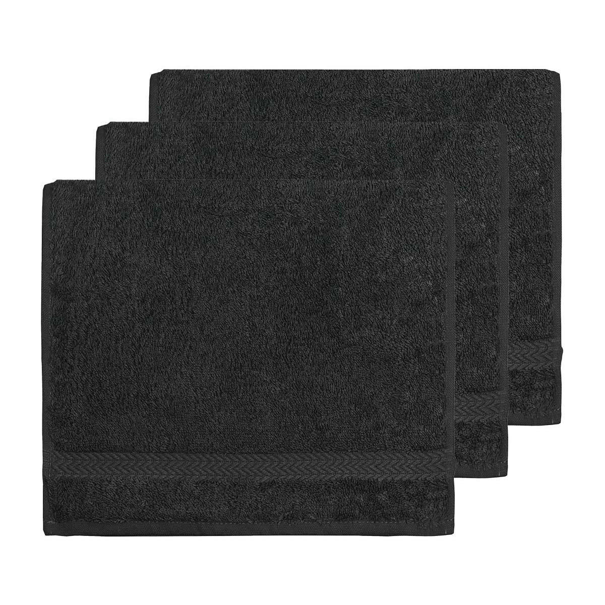 LUXURY - Lot de 3 serviettes invité 550gr/m²  anthracite 30x50 cm
