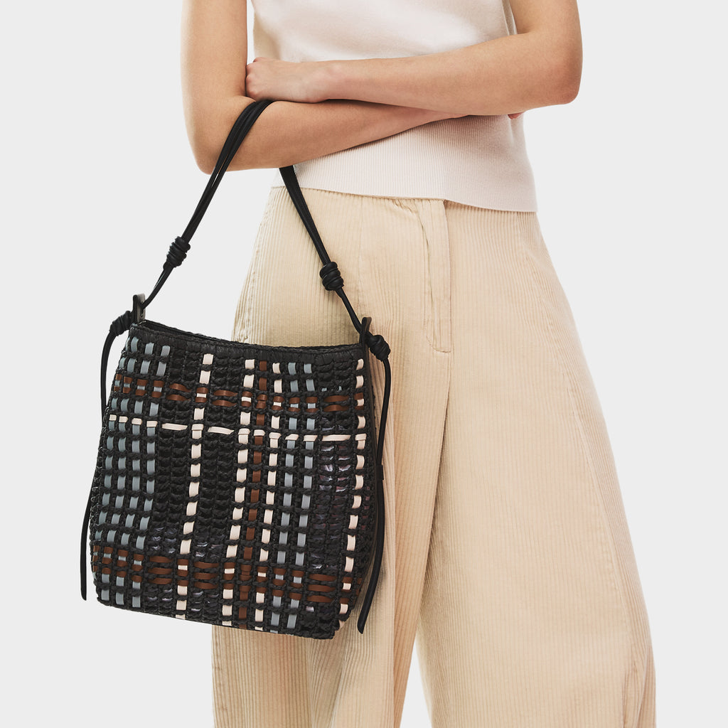 The Camden - Raffia Check - Medium Open Top Shoulder