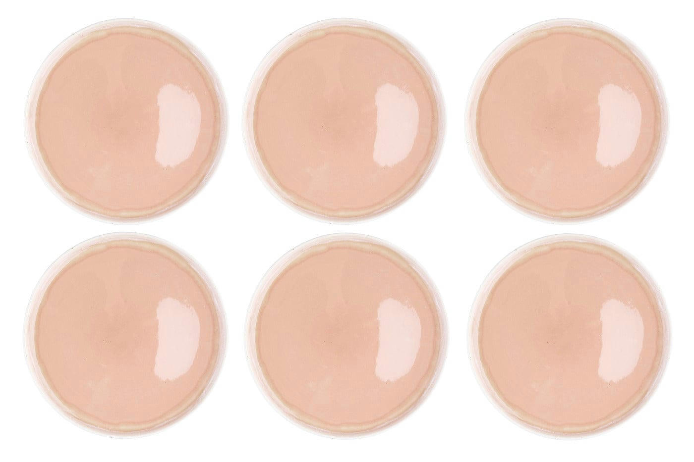 OXYGEN - Lot de 6 assiettes plates en grès rose D27