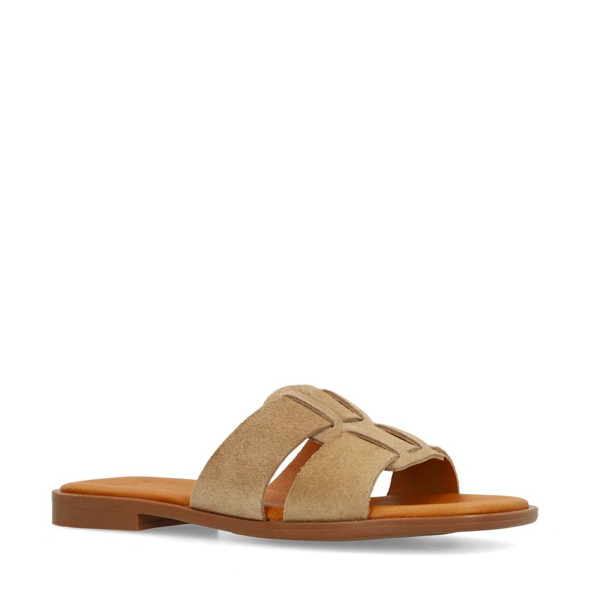 Manfield beige suède slippers