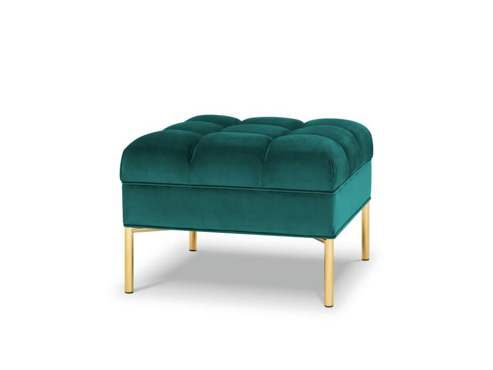 KAROO - Pouf velours turquoise