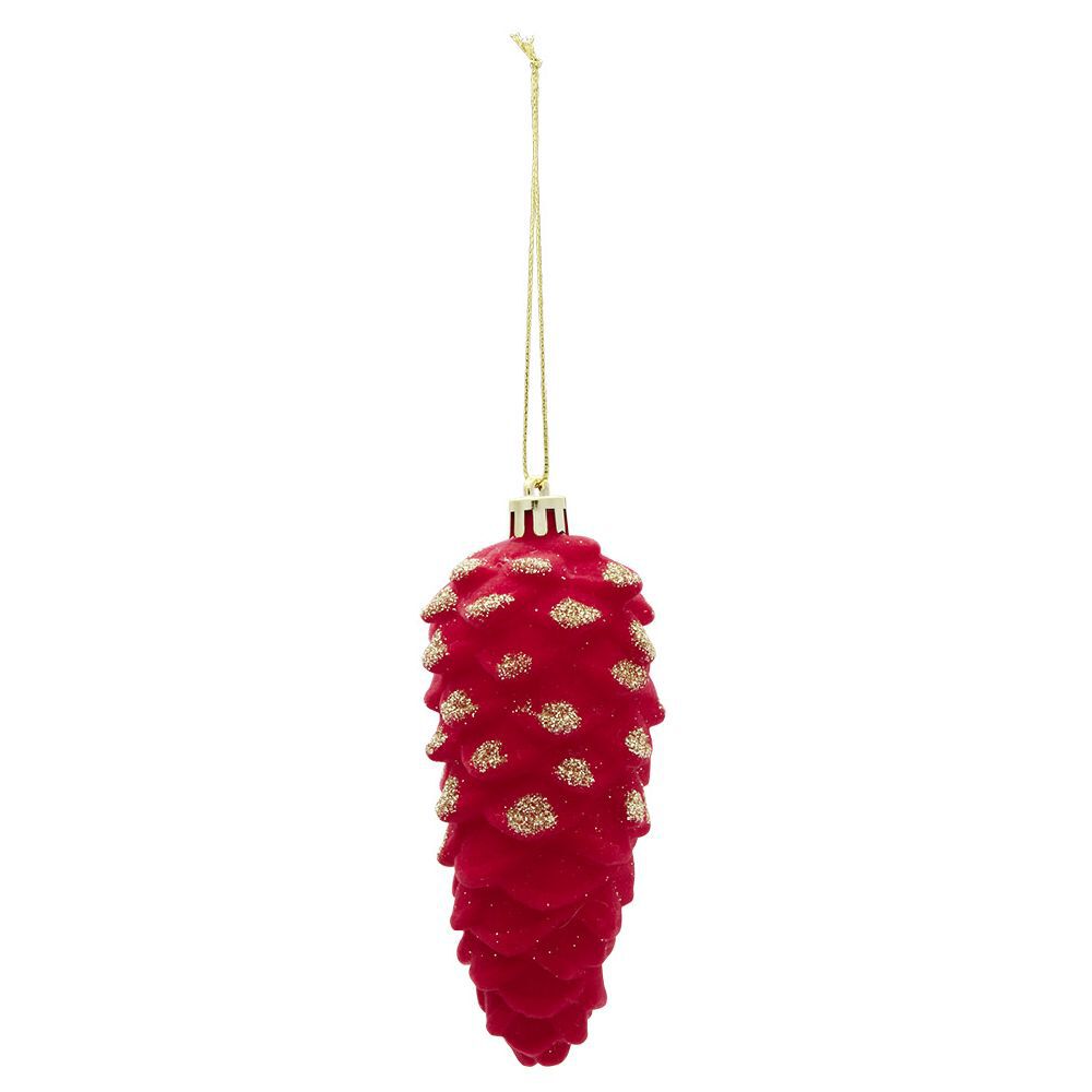 Pomme de pin rouge à suspendre No&euml;l