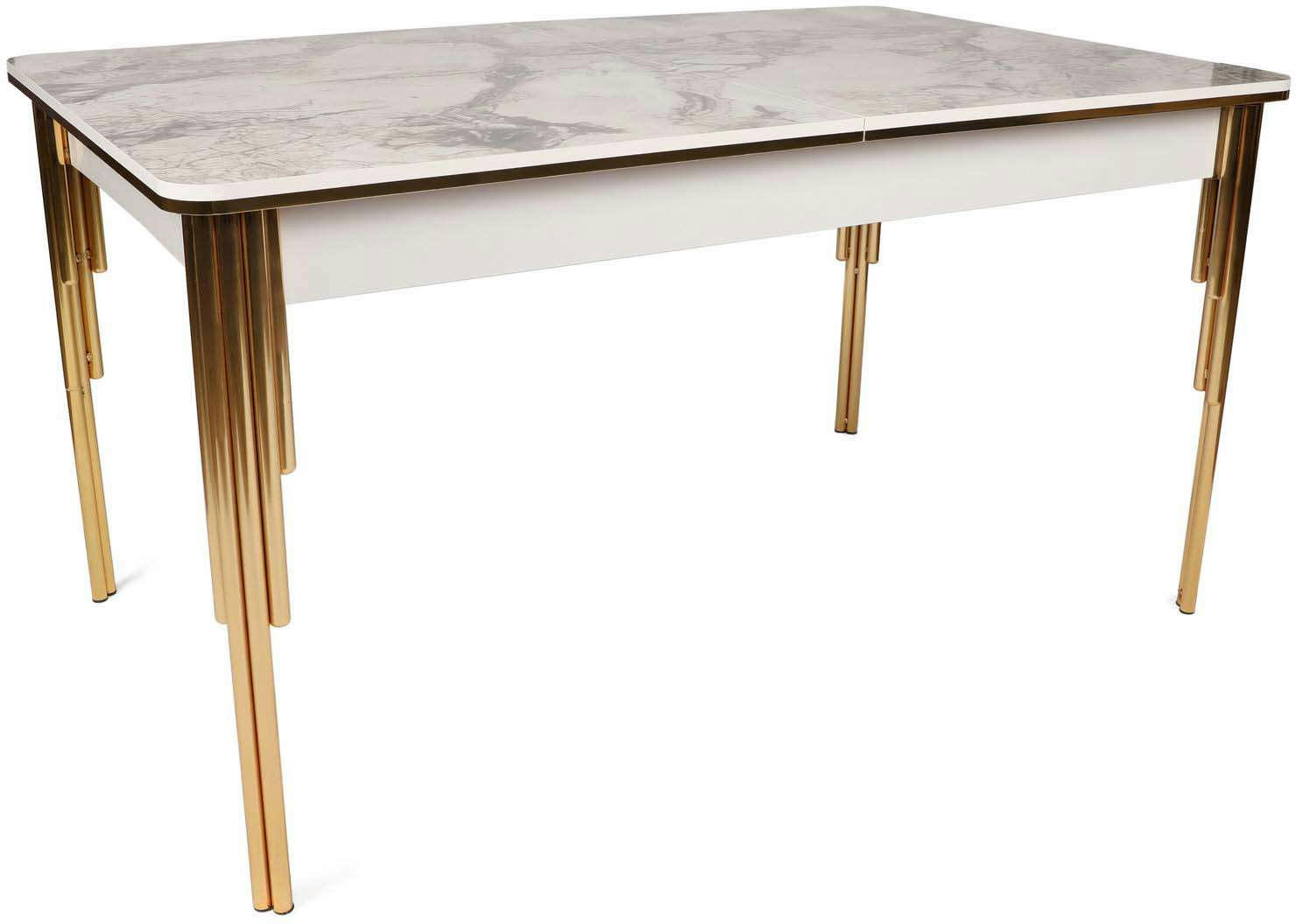 DIALLO - Table repas extensible imitation marbre blanc damla