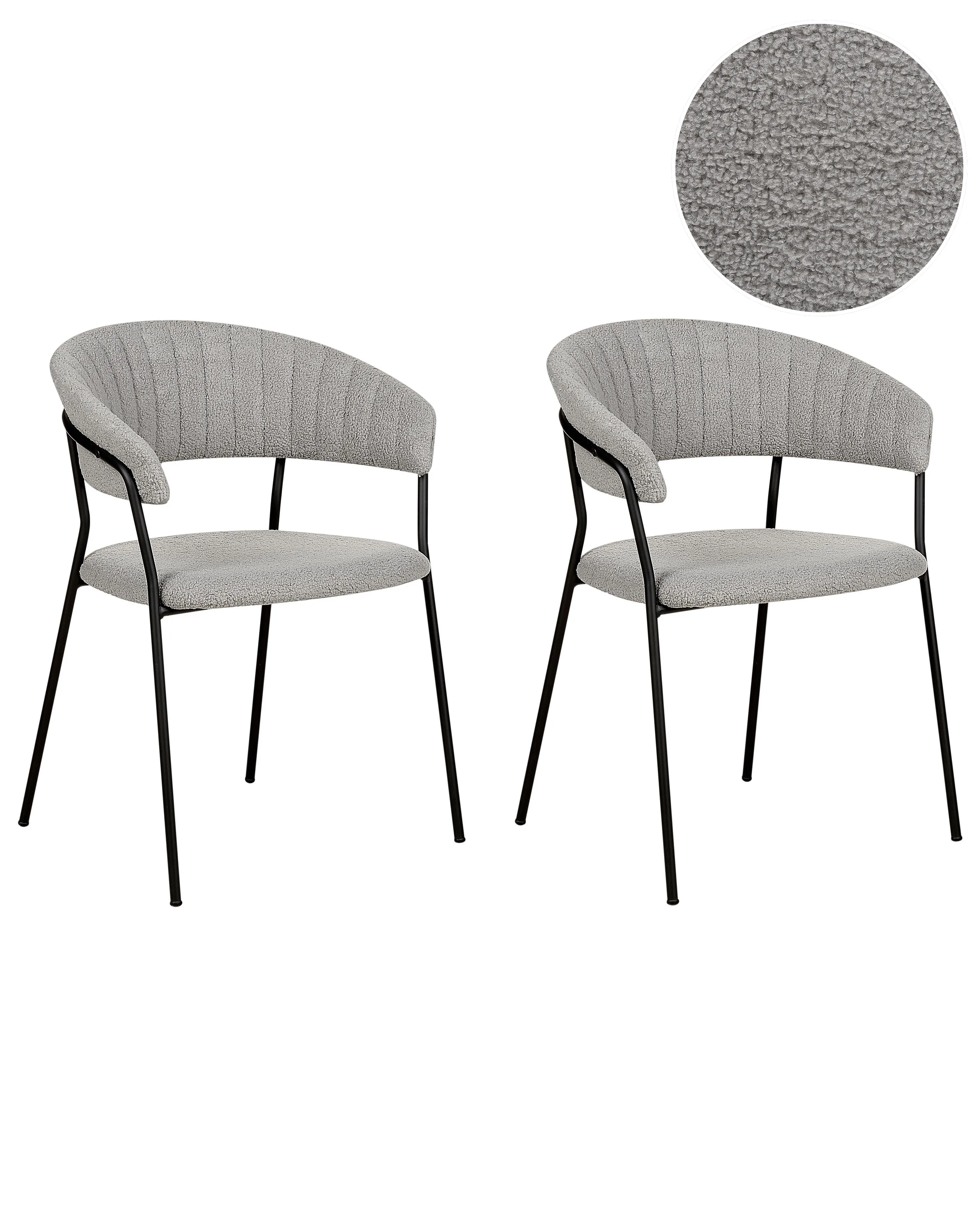 Set of 2 Dining Chairs MARIPOSA Boucle Grey