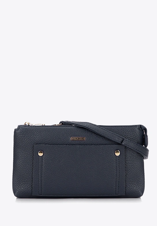 Damska crossbody dwukomorowa z kieszonką granatowa