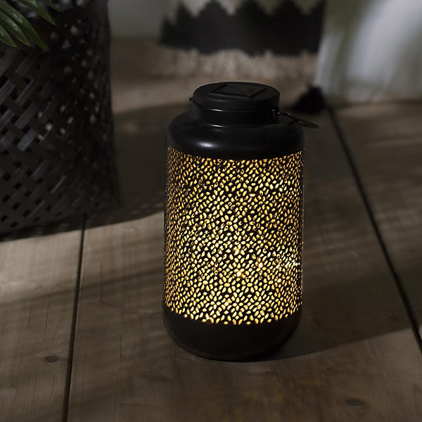 Lanterne solaire - métal ajouré - noir H26 cm - Atmosphera