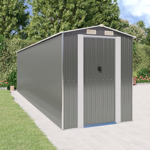 NNEVL Garden Shed Light Grey 192x689x223 cm Galvanised Steel
