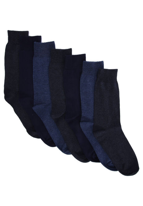 Mens 7pk Navy Cotton Rich Ankle Socks