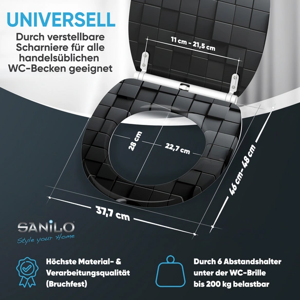 WC-Sitz »Cube«, mit Schnellverschluss Cube, Schwarz, Oval