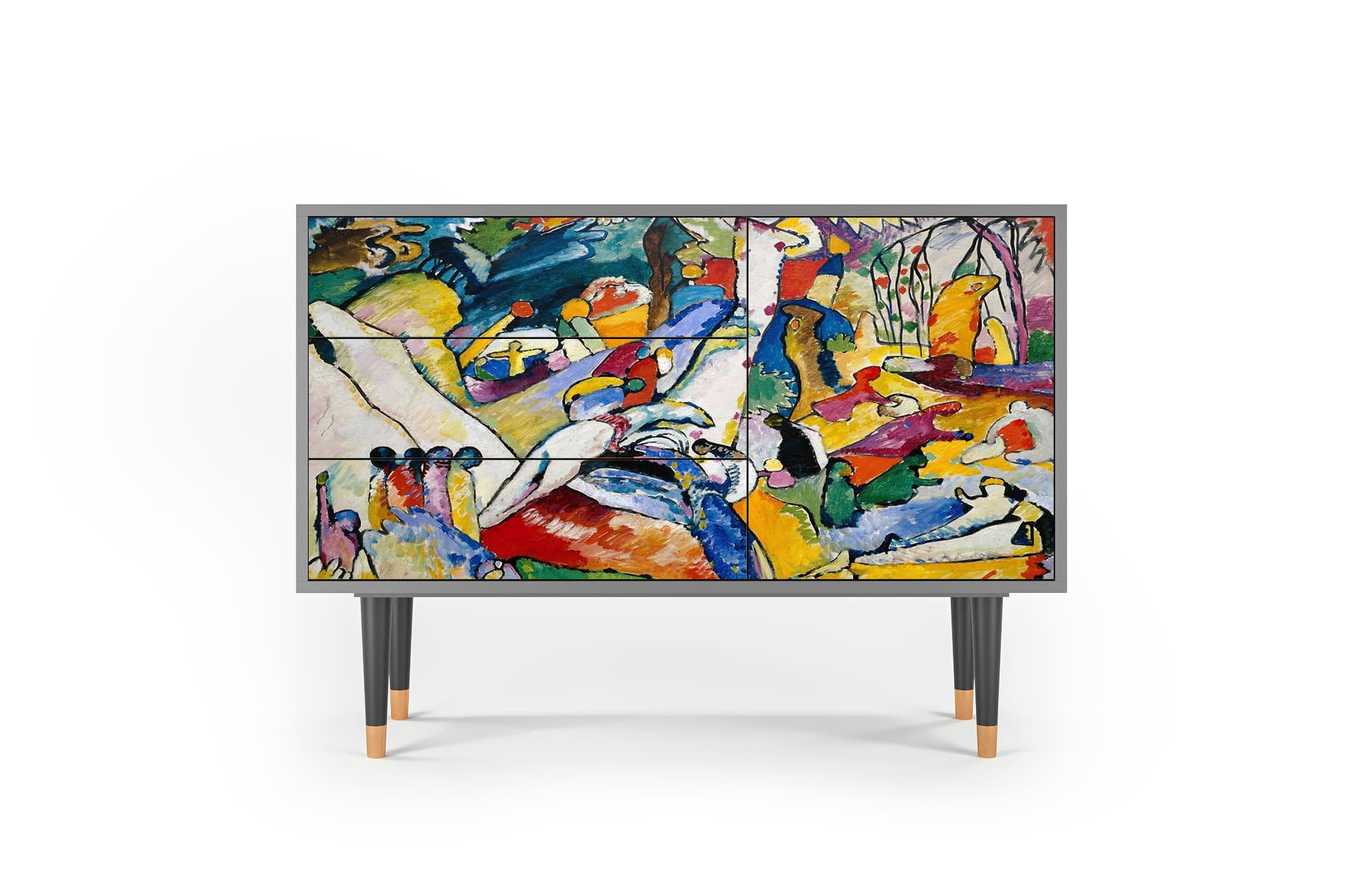 IMPROVISATION 26 BY WASSILY KANDINSKY - Buffet  multicolore 3 tiroirs et 1 porte L 115 cm
