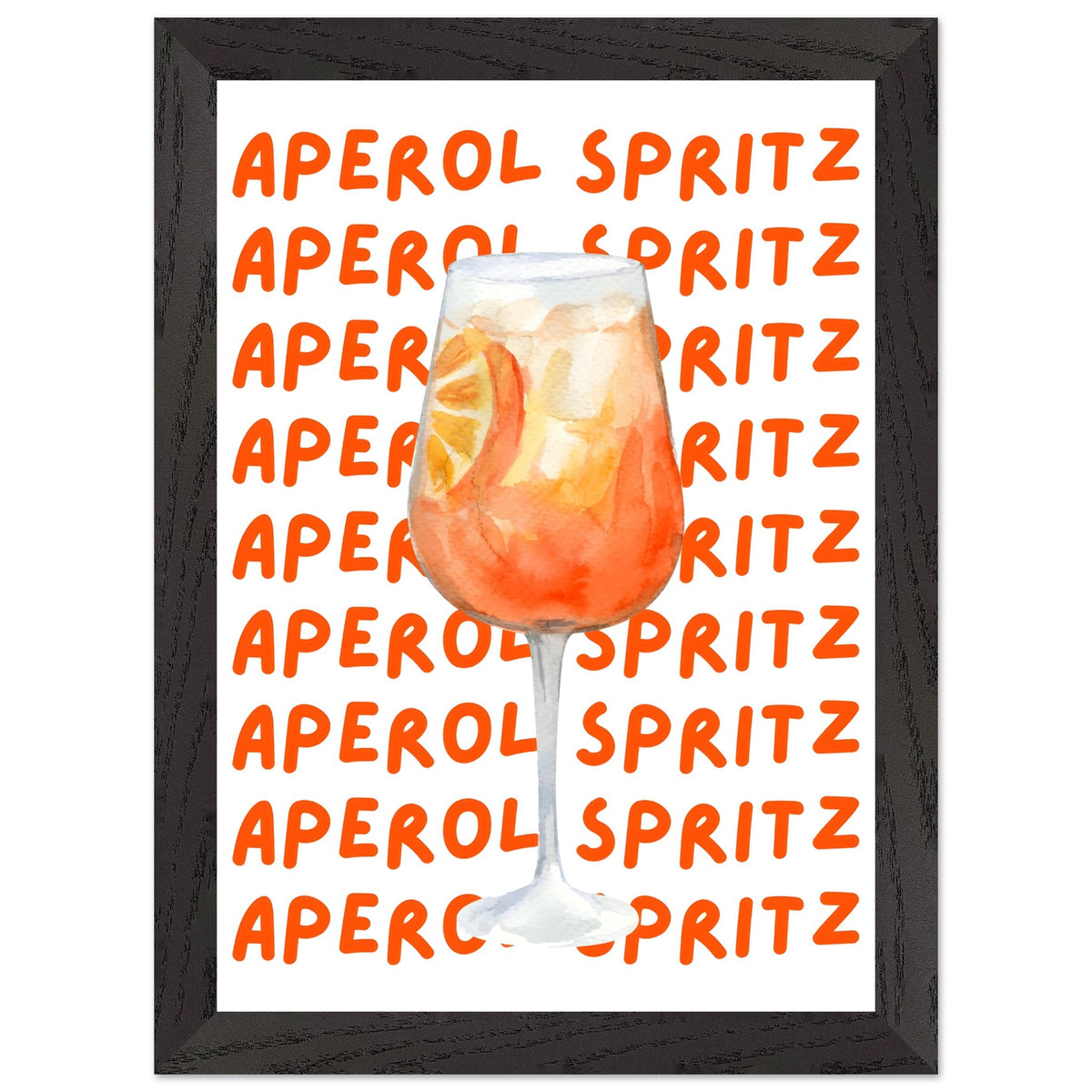 Artfulprints Poster met Lijst Aperol Spritz - Written behind the glass  - A4 21x29.7 cm - Oranje