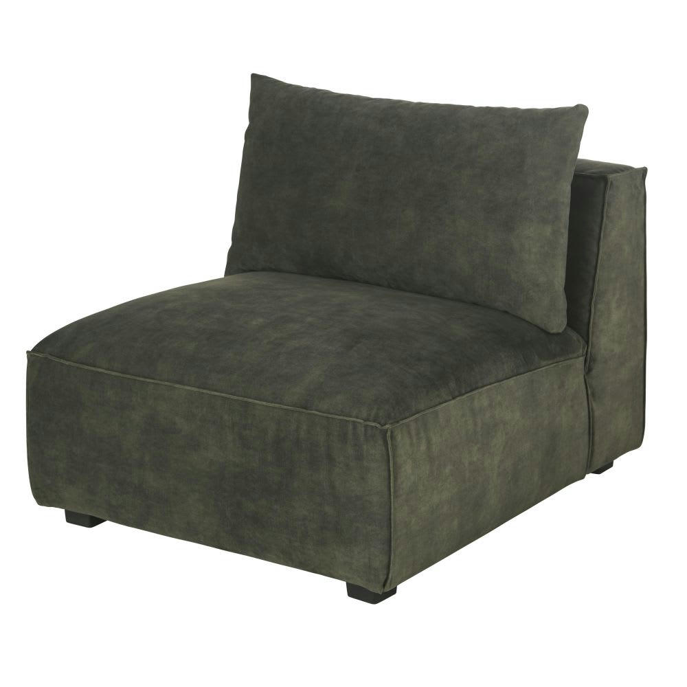 Barack - Chauffeuse pour canapé modulable en velours marbré vert