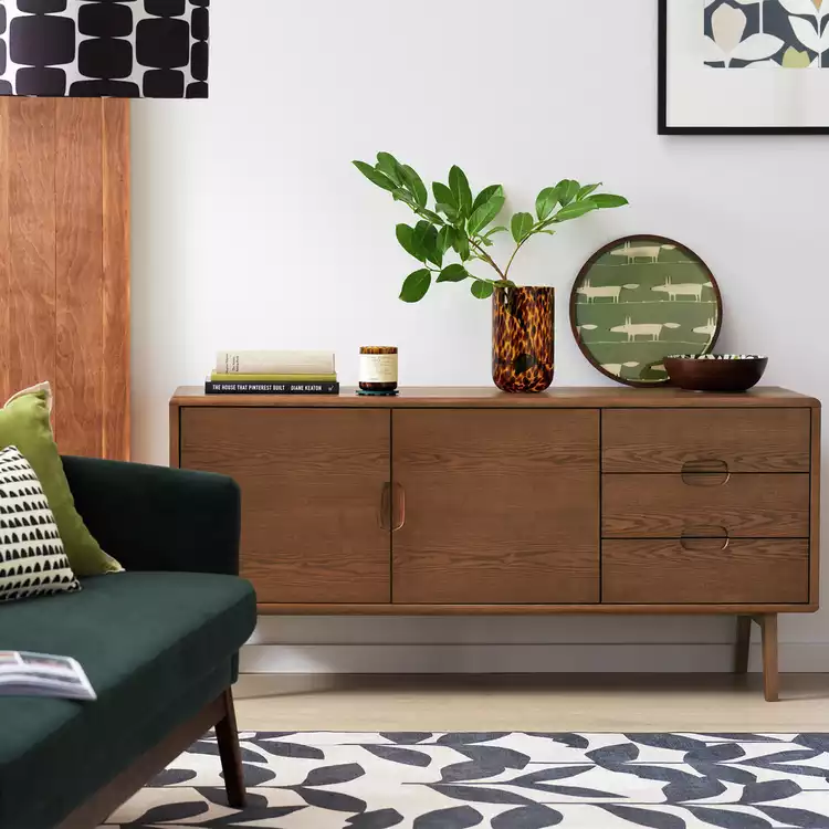 Habitat x Scion Esala 2 Door 3 Drawer Sideboard-Walnut Stain