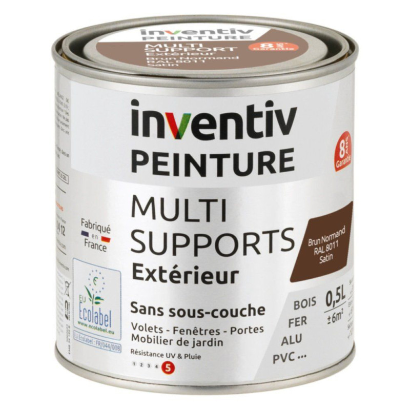 Peinture multi-supports brun normand satiné 0,5 L INVENTIV
