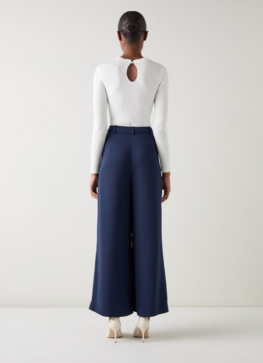 Sykes Midnight Wide Leg Pleat Trouser