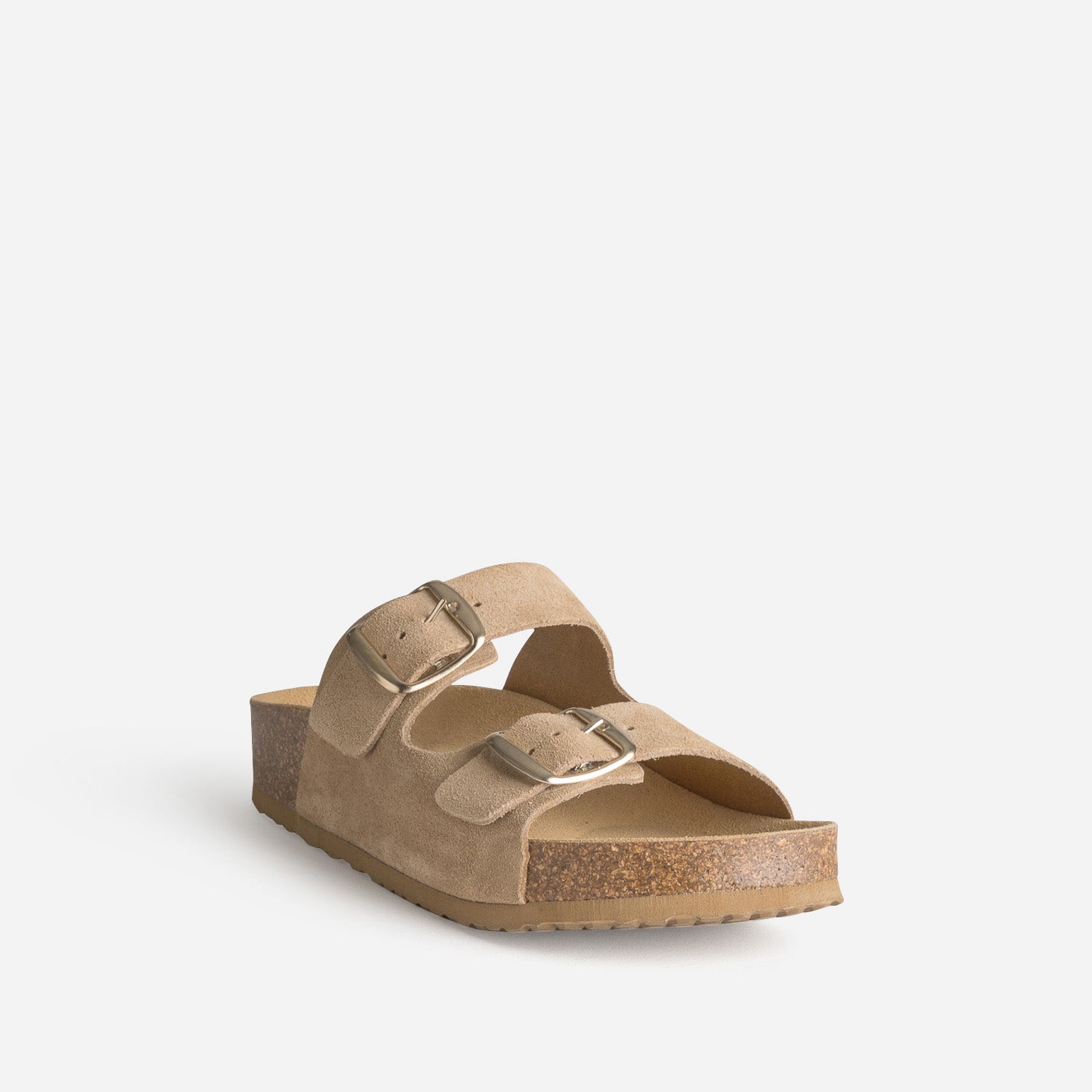 Mule anatomique beige cuir velours à plateforme