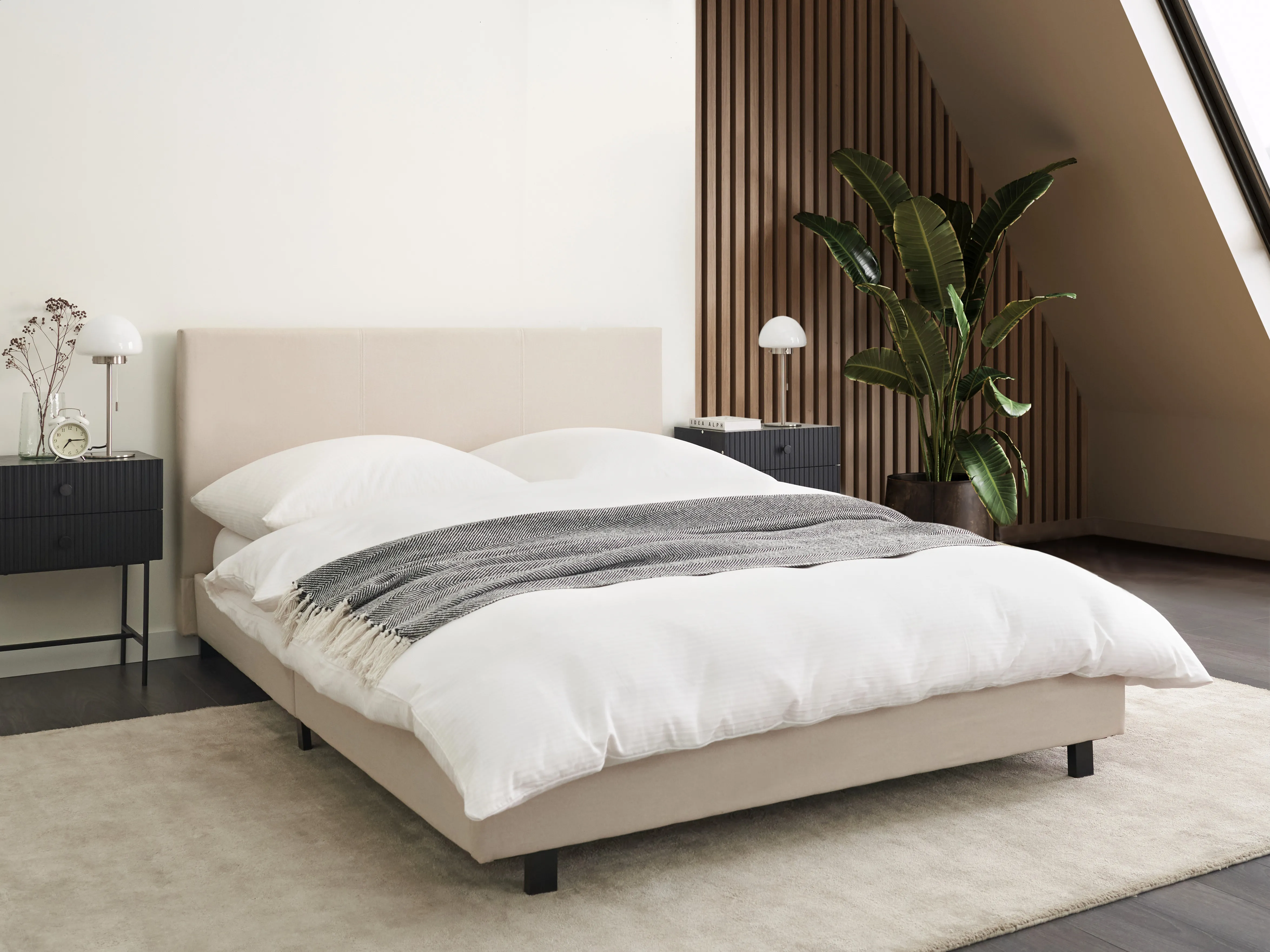 Bed Fabric ALBI 140 x 200 cm (EU Double) Beige