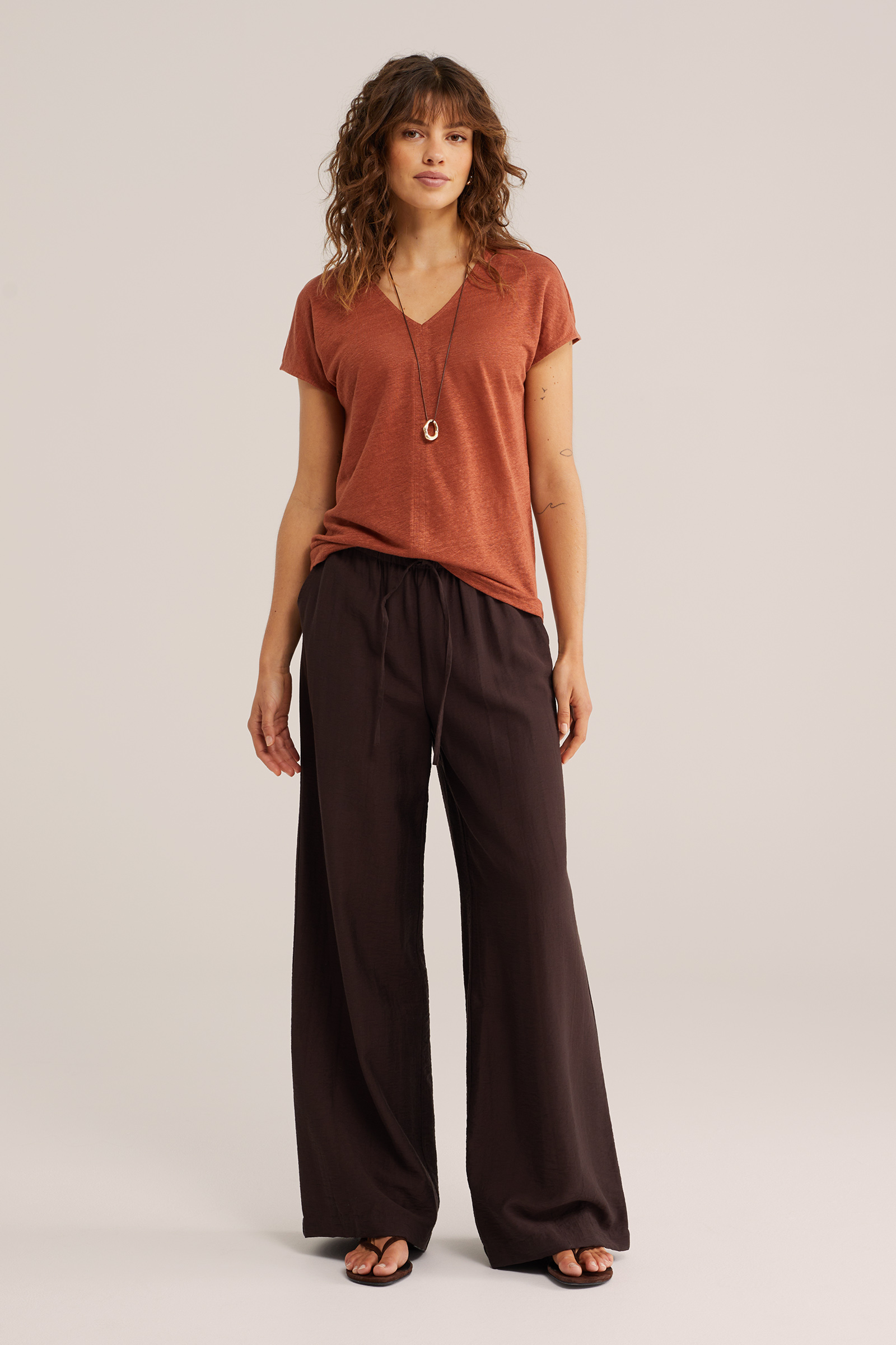 Dames jersey T-shirt van linnen